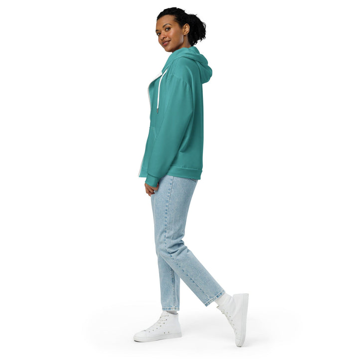 Womens Graphic Zip Hoodie Teal Green