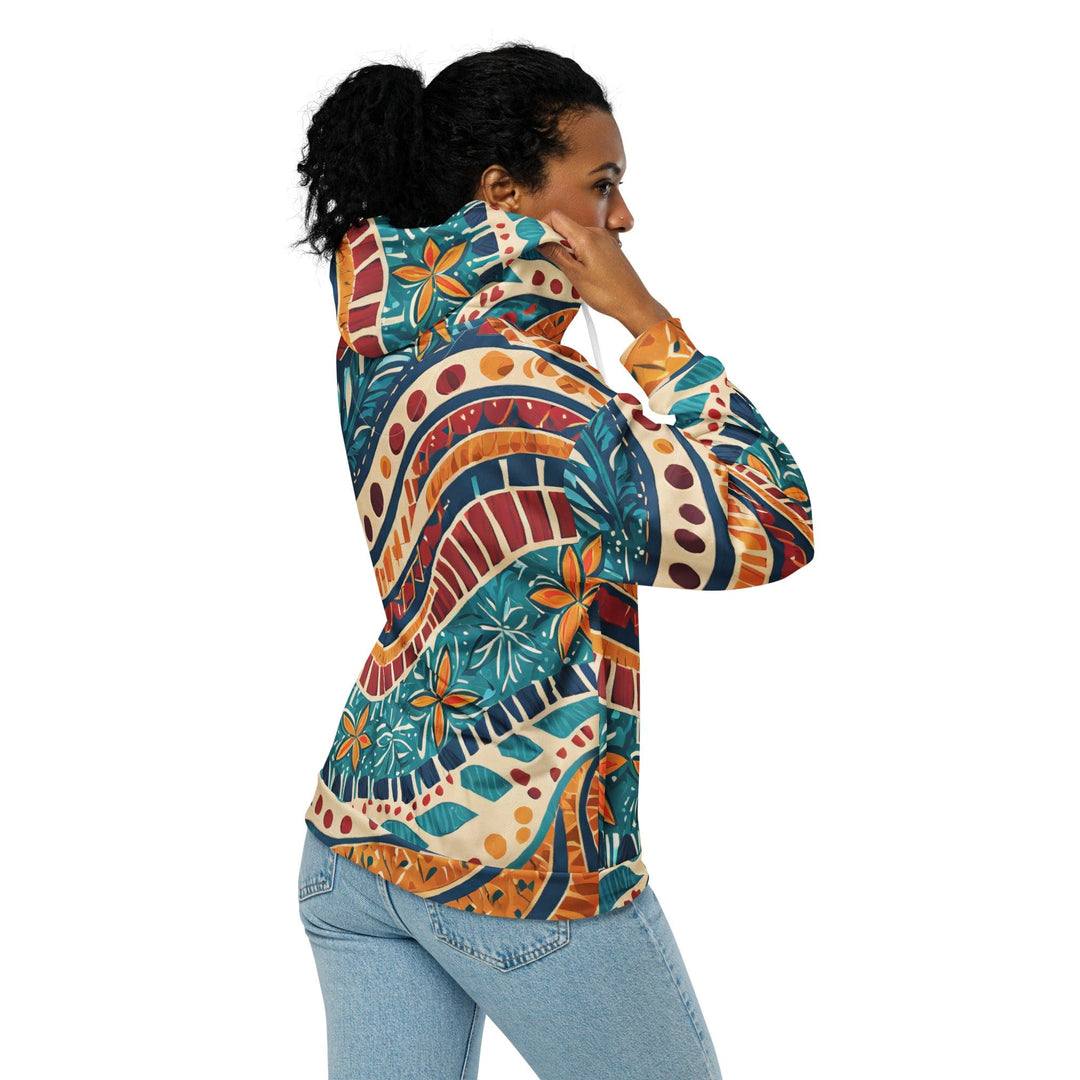 Womens Graphic Zip Hoodie Boho Floral Tropical Print