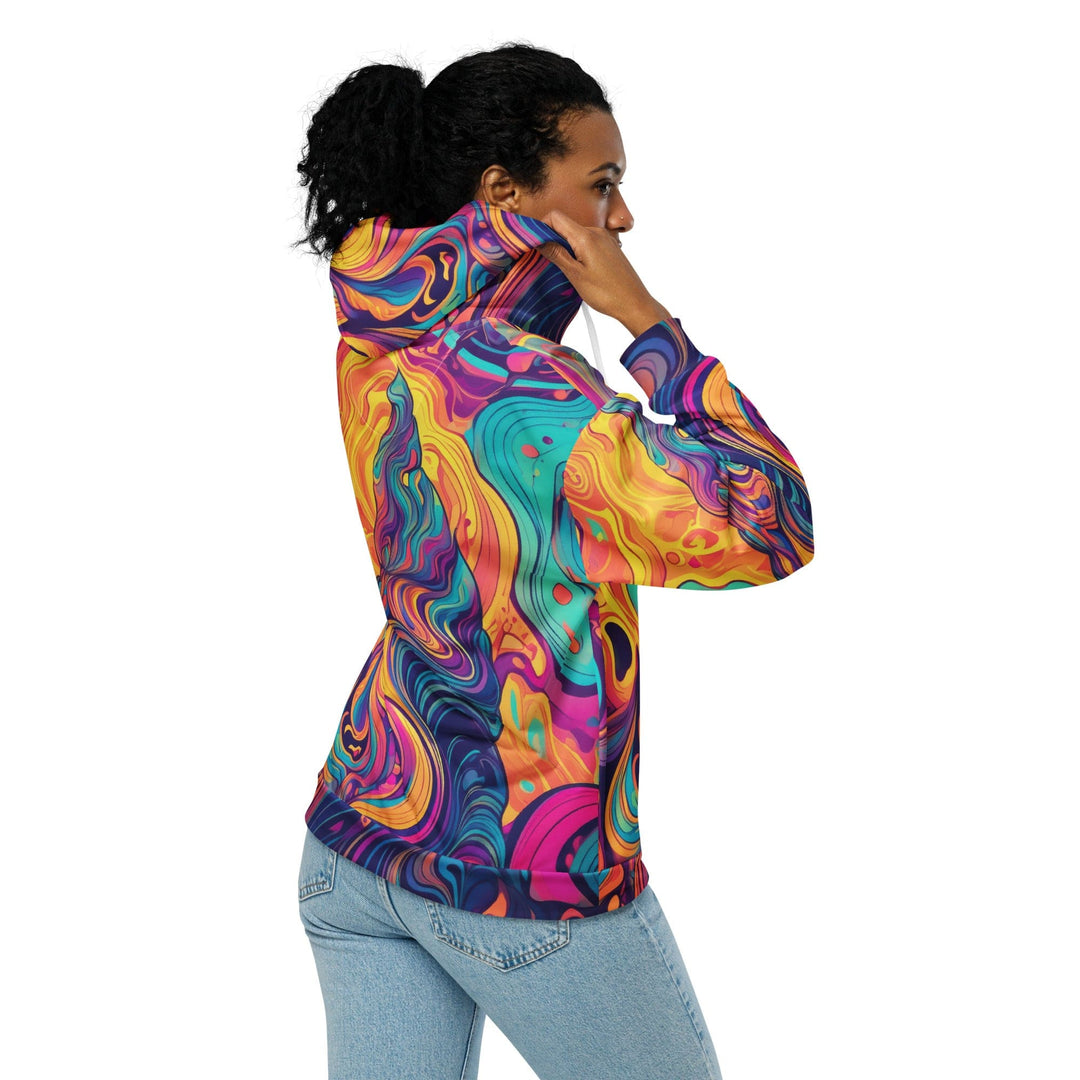 Womens Graphic Zip Hoodie Vibrant Psychedelic Rave Pattern - 2