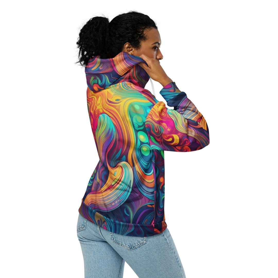 Womens Graphic Zip Hoodie Vibrant Psychedelic Rave Pattern