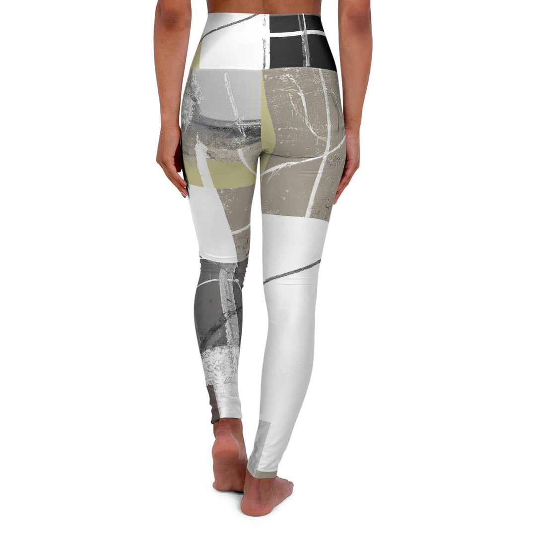 Womens High-waist Fitness Legging Yoga Pants - Abstract Brown Geometric Shapes