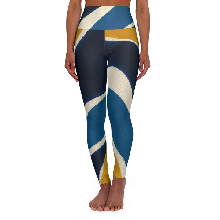 Womens High-waist Fitness Legging Yoga Pants - Abstract Multicolor Swirl Line