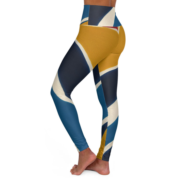 Womens High-waist Fitness Legging Yoga Pants - Abstract Multicolor Swirl Line