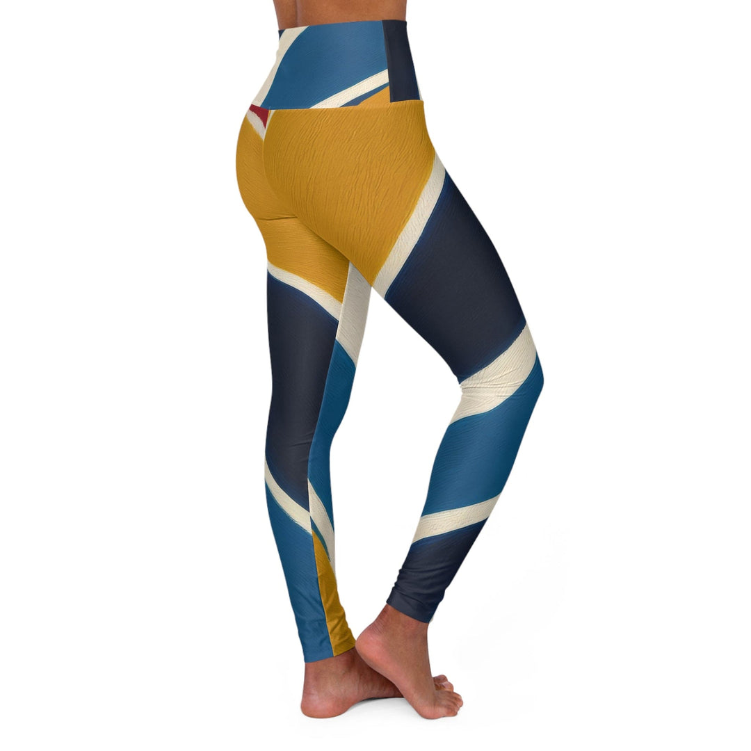 Womens High-waist Fitness Legging Yoga Pants - Abstract Multicolor Swirl Line