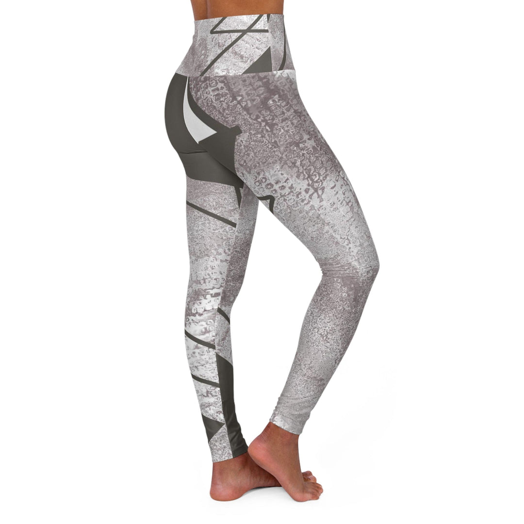 Womens High-waist Fitness Legging Yoga Pants Ash Grey and White Triangular