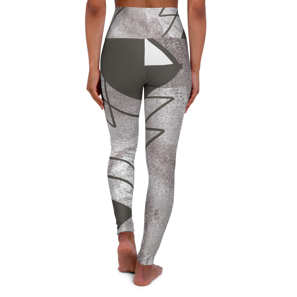 Womens High-waist Fitness Legging Yoga Pants Ash Grey and White Triangular