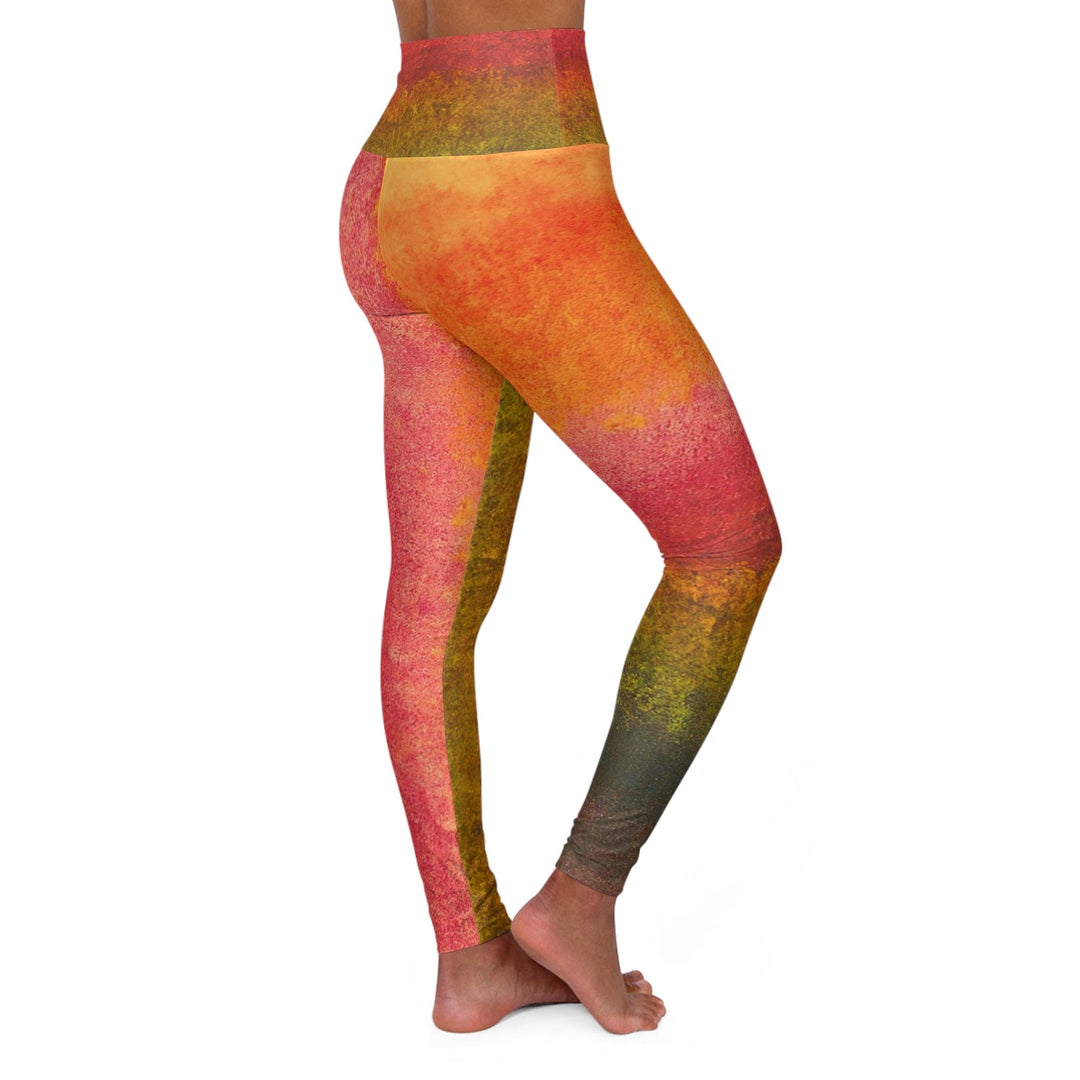 Womens High-waist Fitness Legging Yoga Pants - Autumn Fall Watercolor Abstract