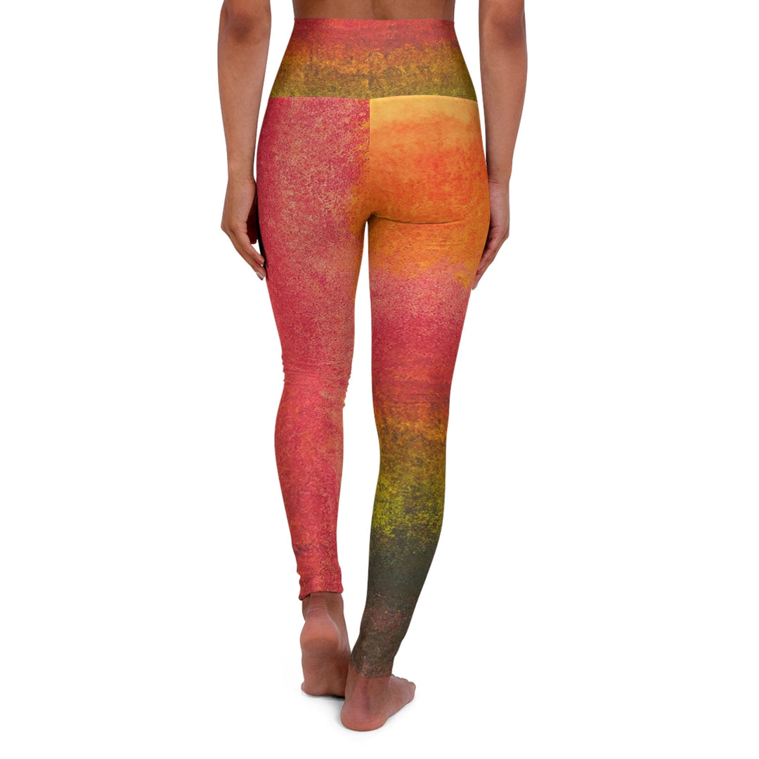 Womens High-waist Fitness Legging Yoga Pants - Autumn Fall Watercolor Abstract