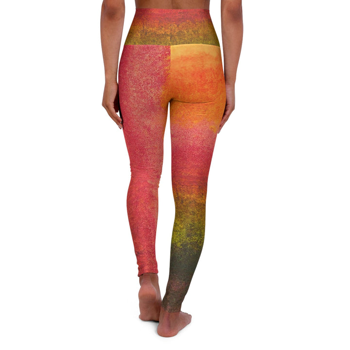 Womens High-waist Fitness Legging Yoga Pants - Autumn Fall Watercolor Abstract