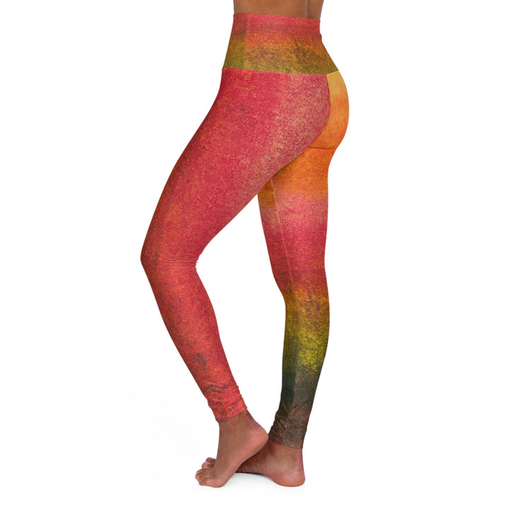 Womens High-waist Fitness Legging Yoga Pants - Autumn Fall Watercolor Abstract