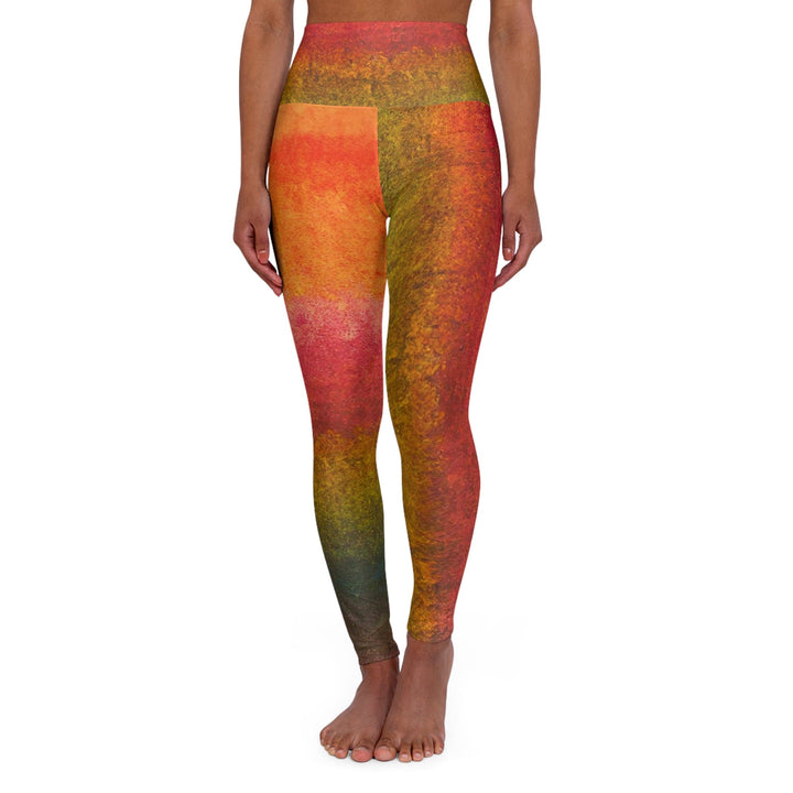 Womens High-waist Fitness Legging Yoga Pants - Autumn Fall Watercolor Abstract