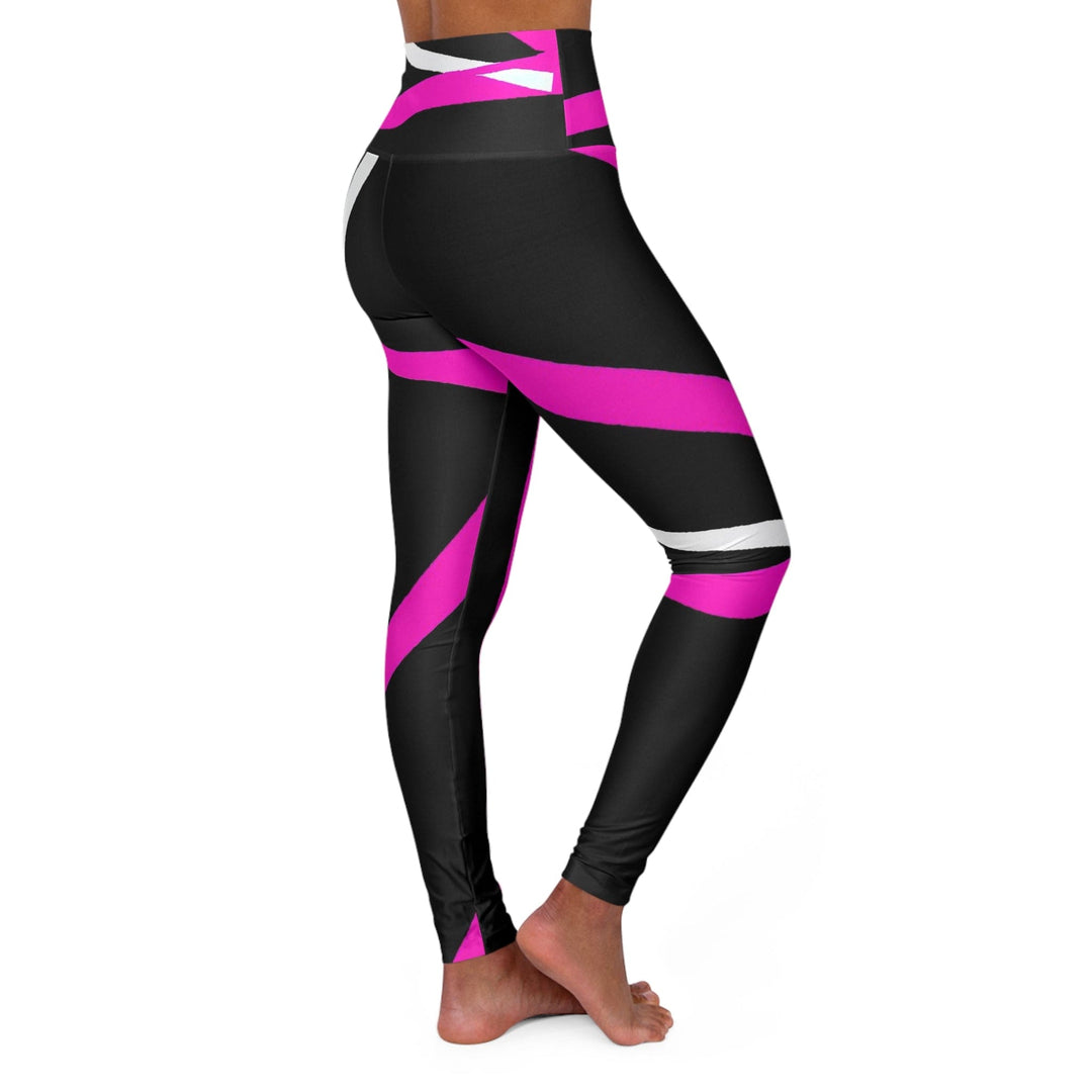 Womens High-waist Fitness Legging Yoga Pants Black and Pink Pattern - Womens