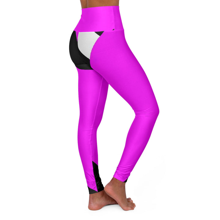 Womens High-waist Fitness Legging Yoga Pants - Black and Pink Pattern - Womens