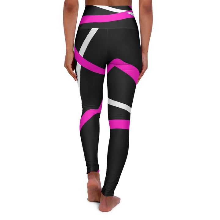 Womens High-waist Fitness Legging Yoga Pants Black and Pink Pattern - Womens