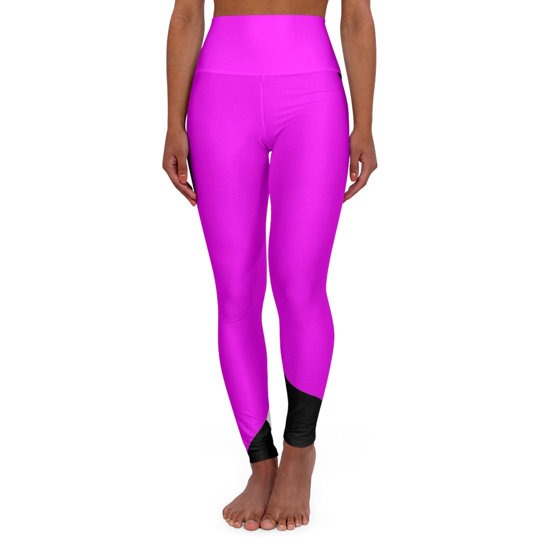 Womens High-waist Fitness Legging Yoga Pants Black and Pink Pattern - Womens