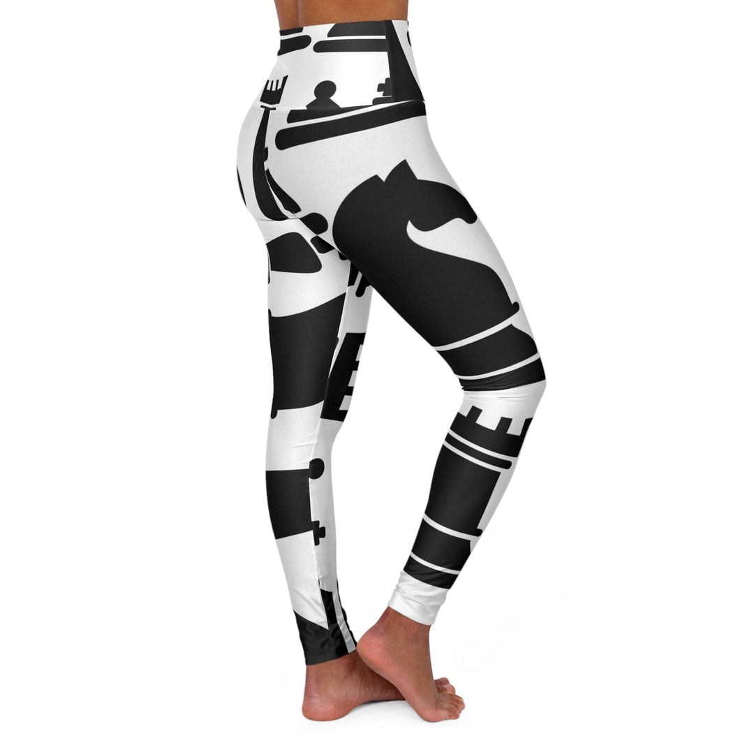 Womens High-waist Fitness Legging Yoga Pants Black and White Chess Print