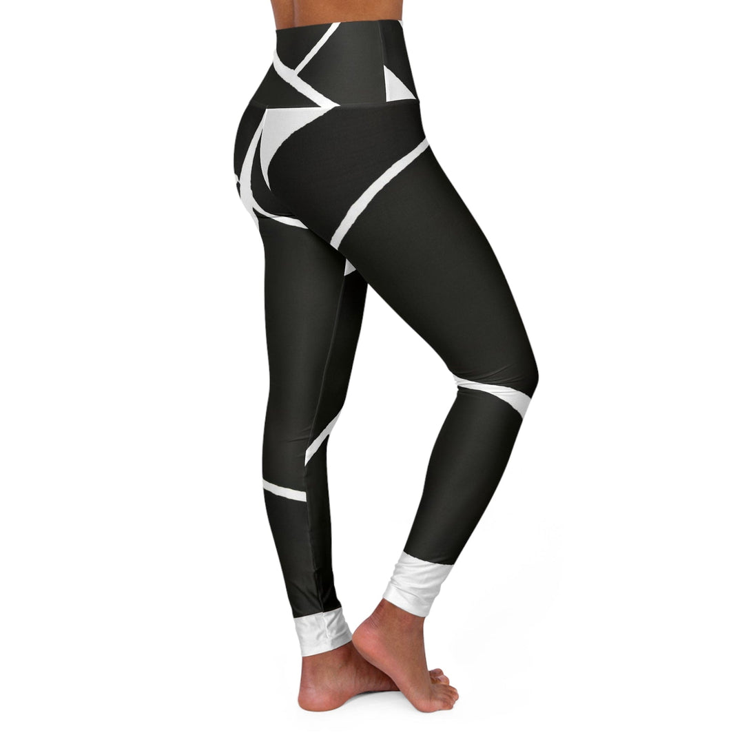 Womens High-waist Fitness Legging Yoga Pants Black and White Geometric Pattern