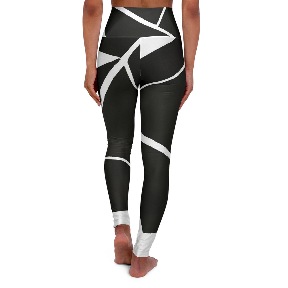 Womens High-waist Fitness Legging Yoga Pants Black and White Geometric Pattern