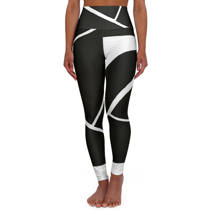 Womens High-waist Fitness Legging Yoga Pants Black and White Geometric Pattern