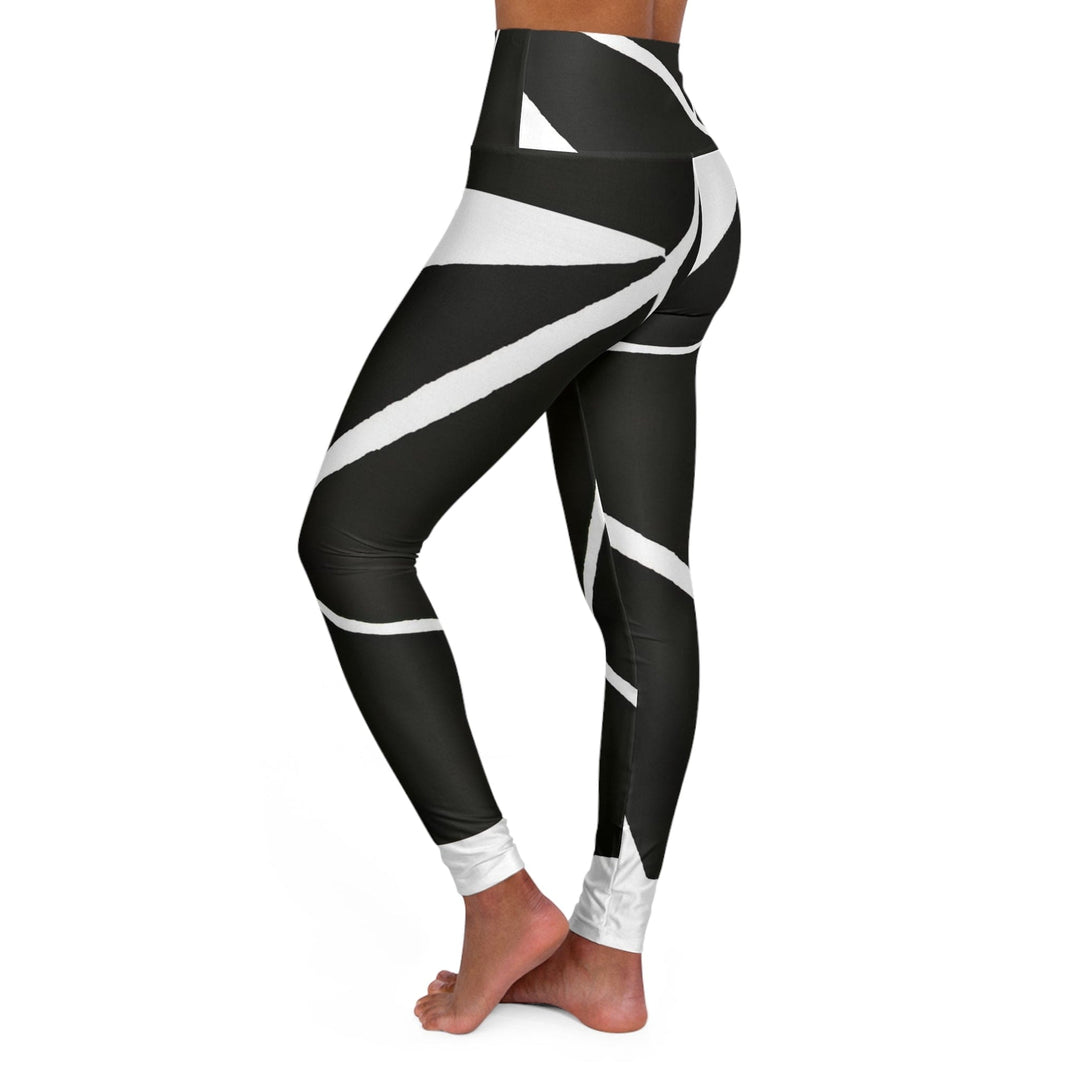 Womens High-waist Fitness Legging Yoga Pants Black and White Geometric Pattern