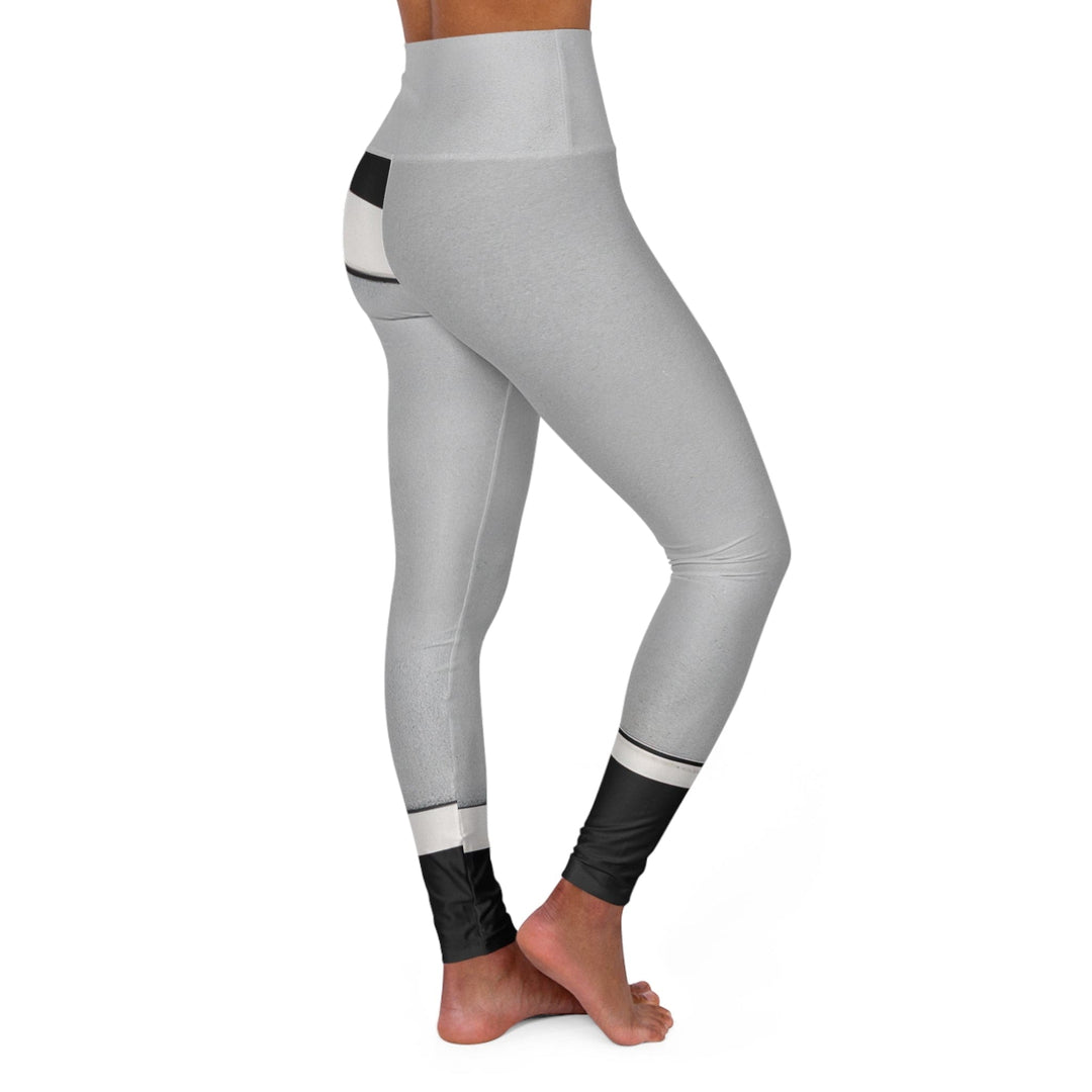 Womens High-waist Fitness Legging Yoga Pants Black Grey Abstract Pattern