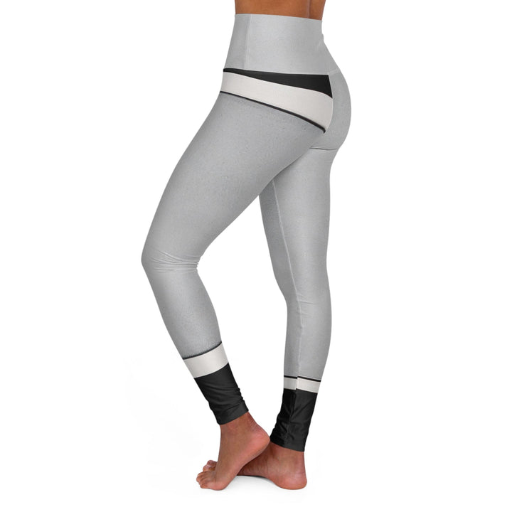 Womens High-waist Fitness Legging Yoga Pants Black Grey Abstract Pattern