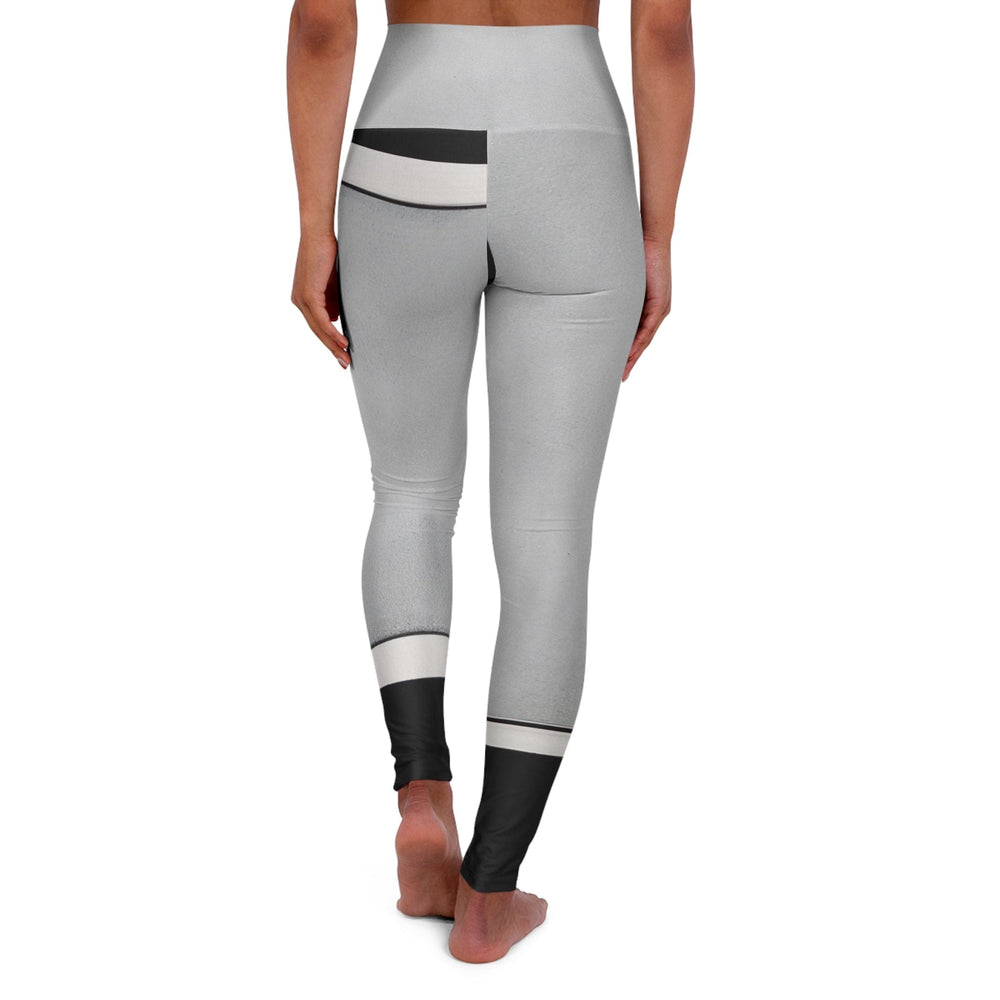 Womens High-waist Fitness Legging Yoga Pants Black Grey Abstract Pattern