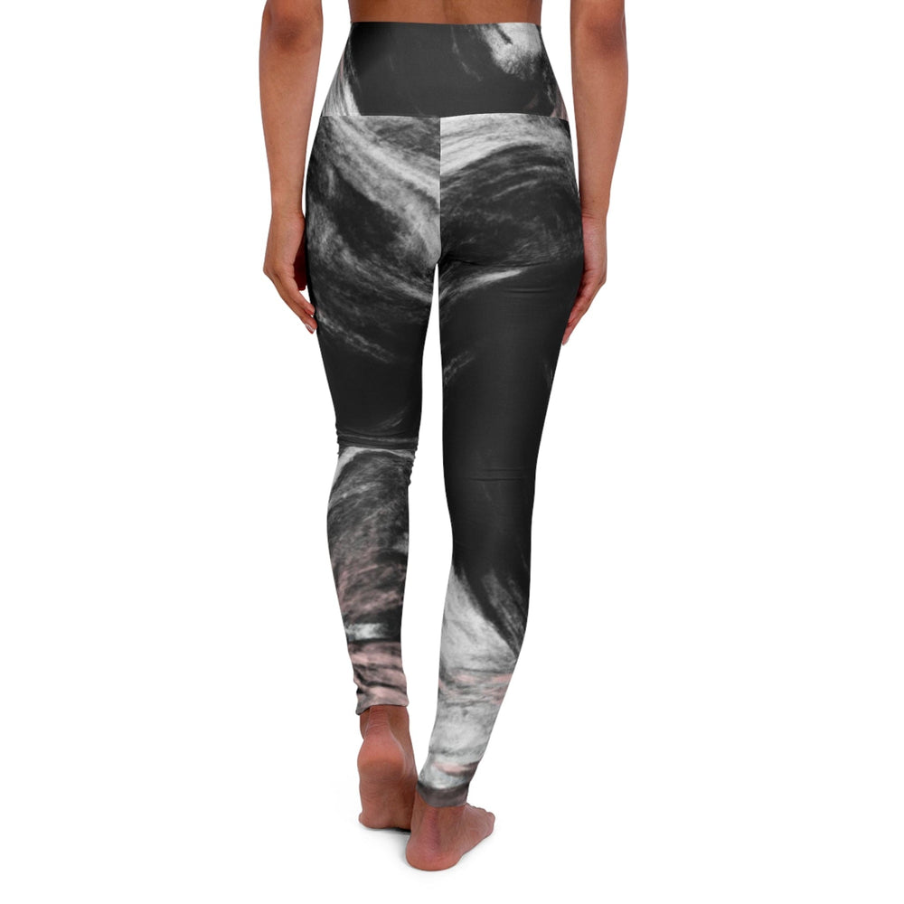 Womens High-waist Fitness Legging Yoga Pants Black Pink White Abstract Pattern