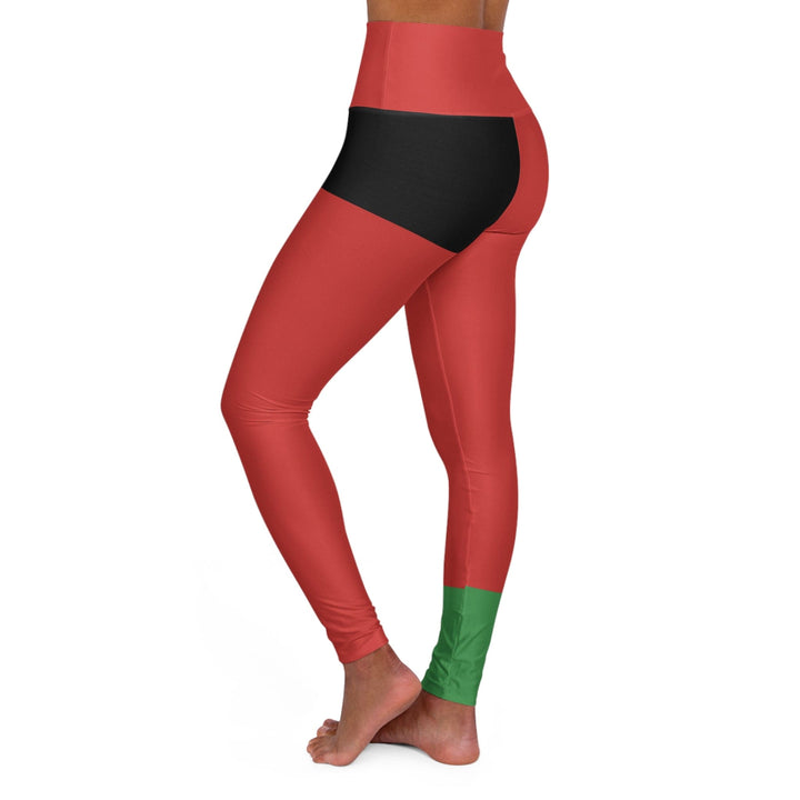 Womens High-waist Fitness Legging Yoga Pants - Black Red Green Stripped