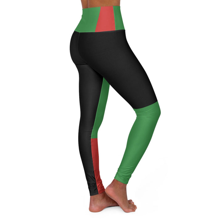 Womens High-waist Fitness Legging Yoga Pants Black Red Green Stripped - Womens