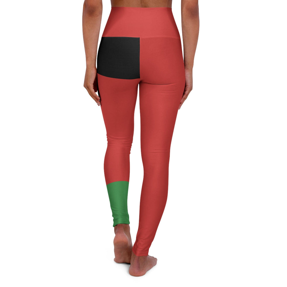 Womens High-waist Fitness Legging Yoga Pants Black Red Green Stripped - Womens