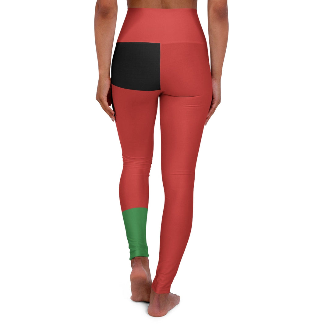 Womens High-waist Fitness Legging Yoga Pants - Black Red Green Stripped