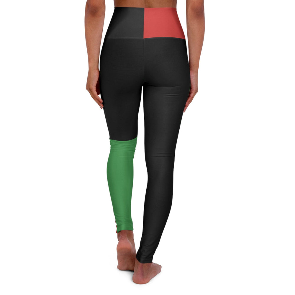 Womens High-waist Fitness Legging Yoga Pants Black Red Green Stripped - Womens