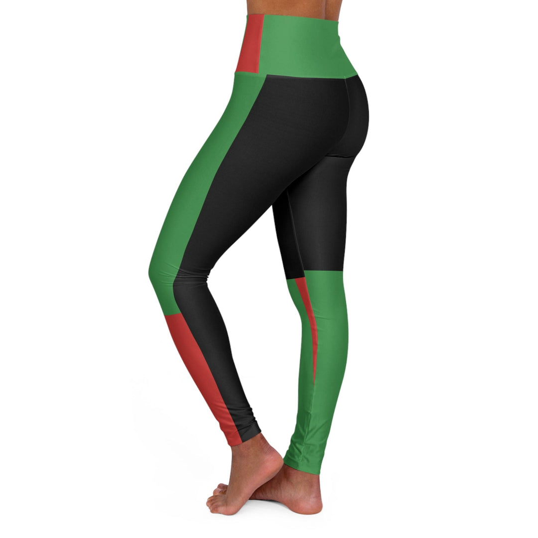 Womens High-waist Fitness Legging Yoga Pants Black Red Green Stripped - Womens