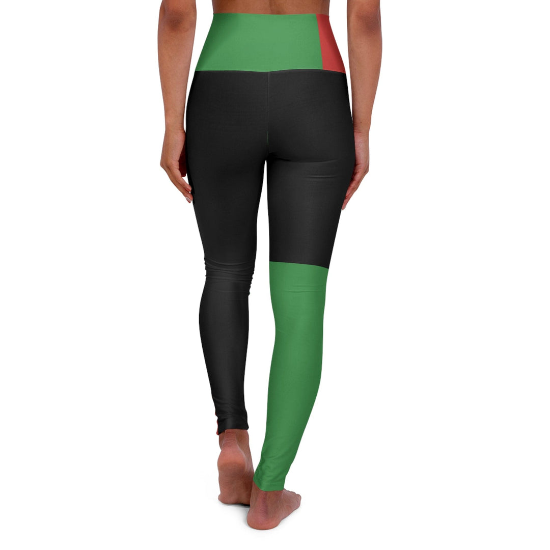 Womens High-waist Fitness Legging Yoga Pants Black Red Green Stripped - Womens