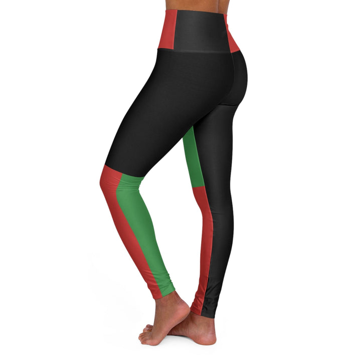 Womens High-waist Fitness Legging Yoga Pants Black Red Green Stripped - Womens