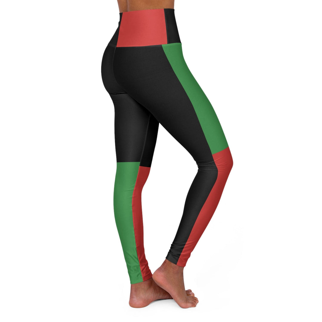 Womens High-waist Fitness Legging Yoga Pants Black Red Green Stripped - Womens