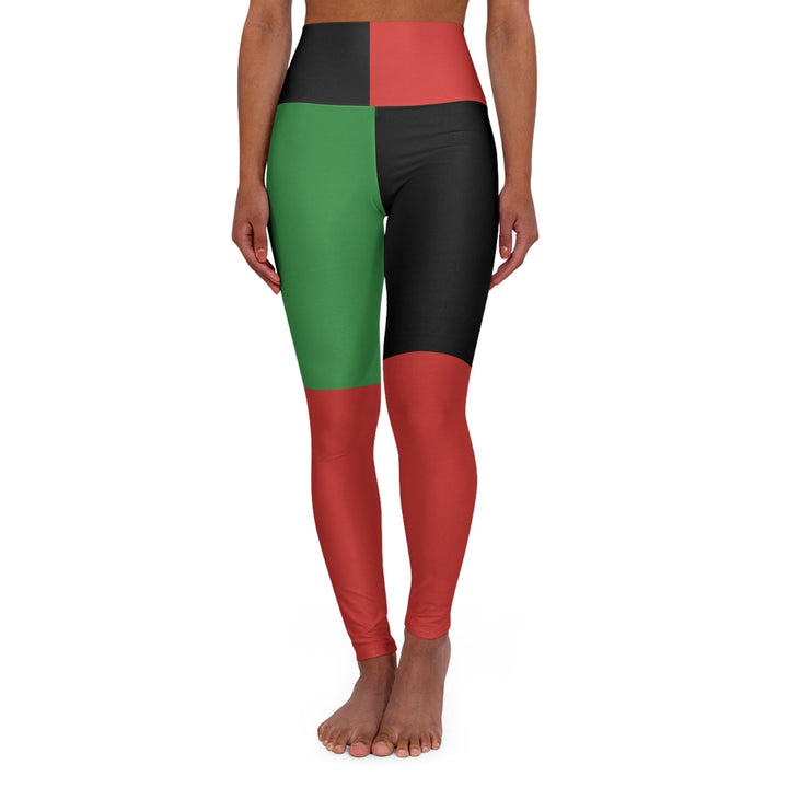 Womens High-waist Fitness Legging Yoga Pants Black Red Green Stripped - Womens