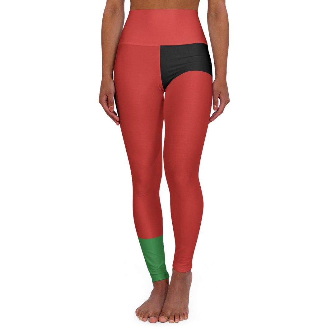 Womens High-waist Fitness Legging Yoga Pants Black Red Green Stripped - Womens