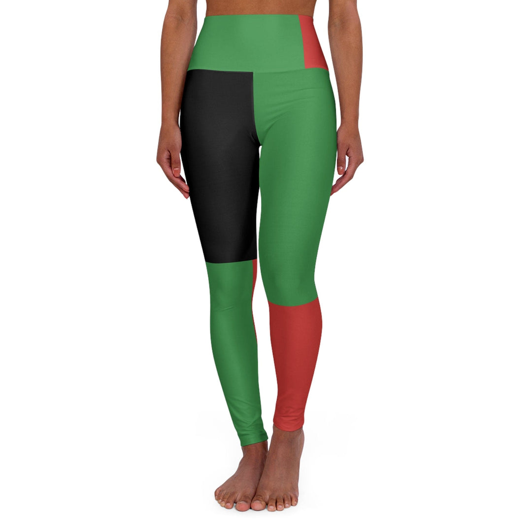 Womens High-waist Fitness Legging Yoga Pants Black Red Green Stripped - Womens