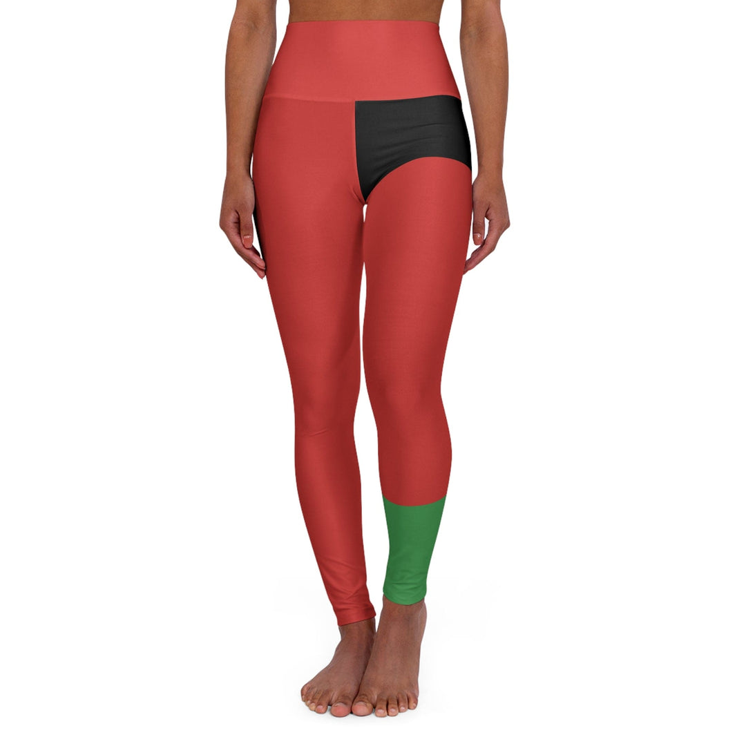 Womens High-waist Fitness Legging Yoga Pants Black Red Green Stripped - Womens