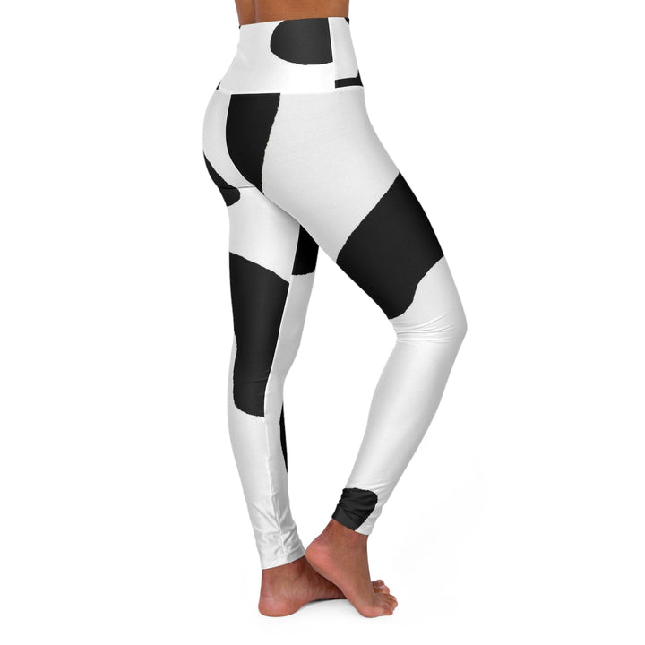 Womens High-waist Fitness Legging Yoga Pants - Black White Cow Print - Womens