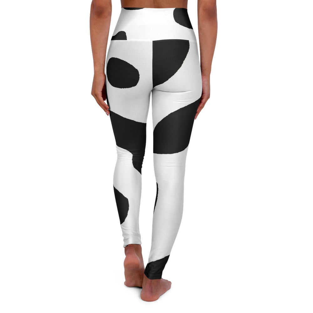 Womens High-waist Fitness Legging Yoga Pants Black White Cow Print - Womens