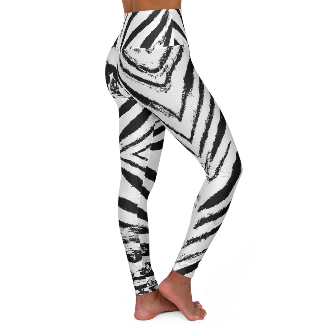 Womens High-waist Fitness Legging Yoga Pants Black White Native Print - Womens