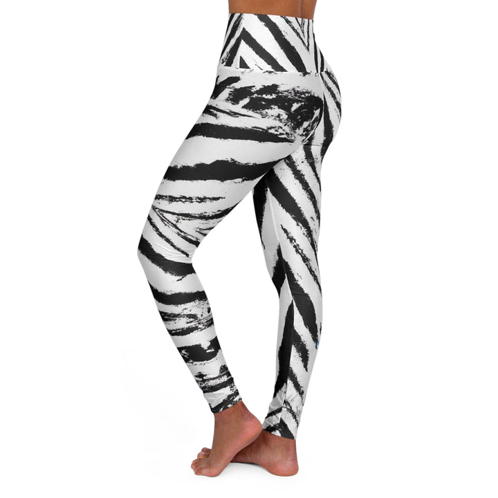 Womens High-waist Fitness Legging Yoga Pants Black White Native Print - Womens