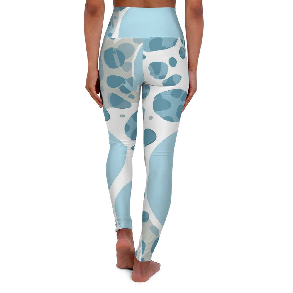 Womens High-waist Fitness Legging Yoga Pants Blue and White Circular Spotted