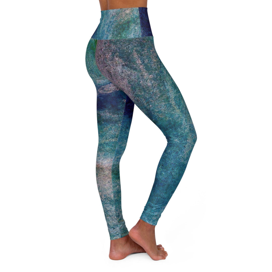 Womens High-waist Fitness Legging Yoga Pants - Blue Hue Watercolor Abstract