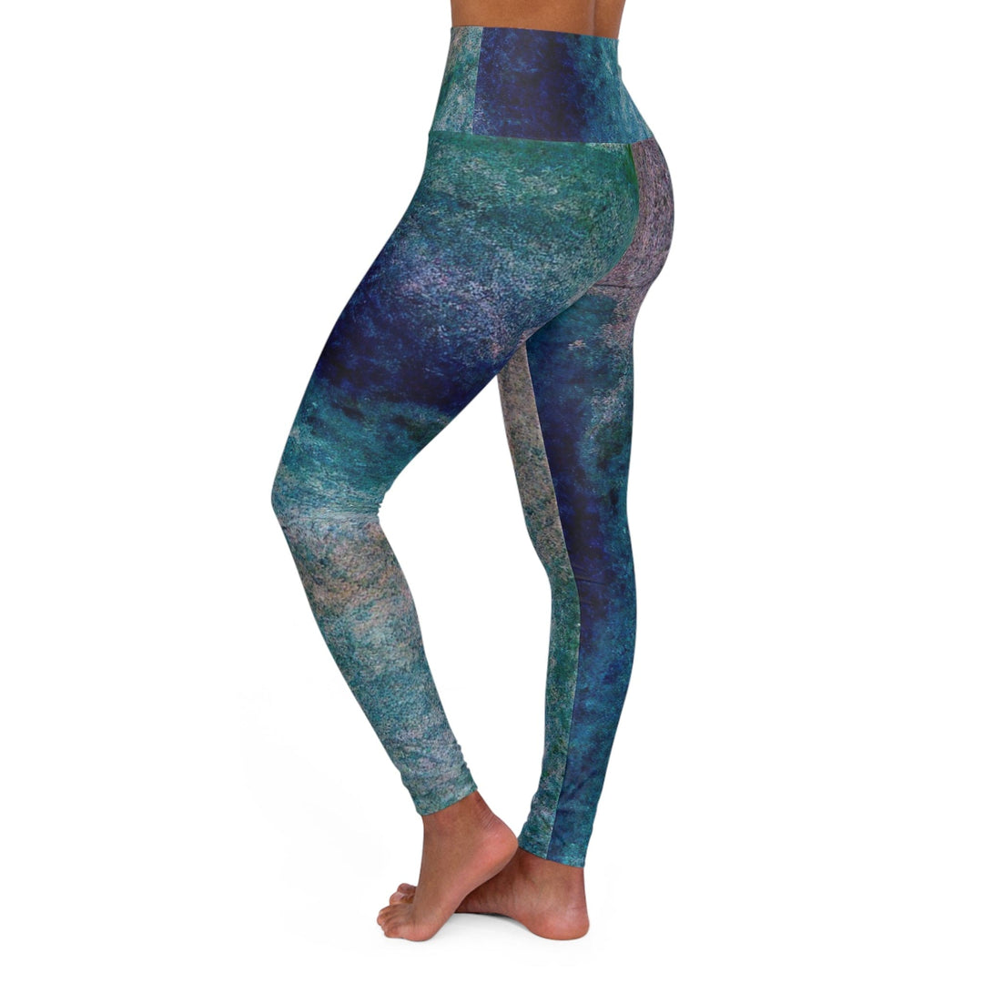 Womens High-waist Fitness Legging Yoga Pants - Blue Hue Watercolor Abstract