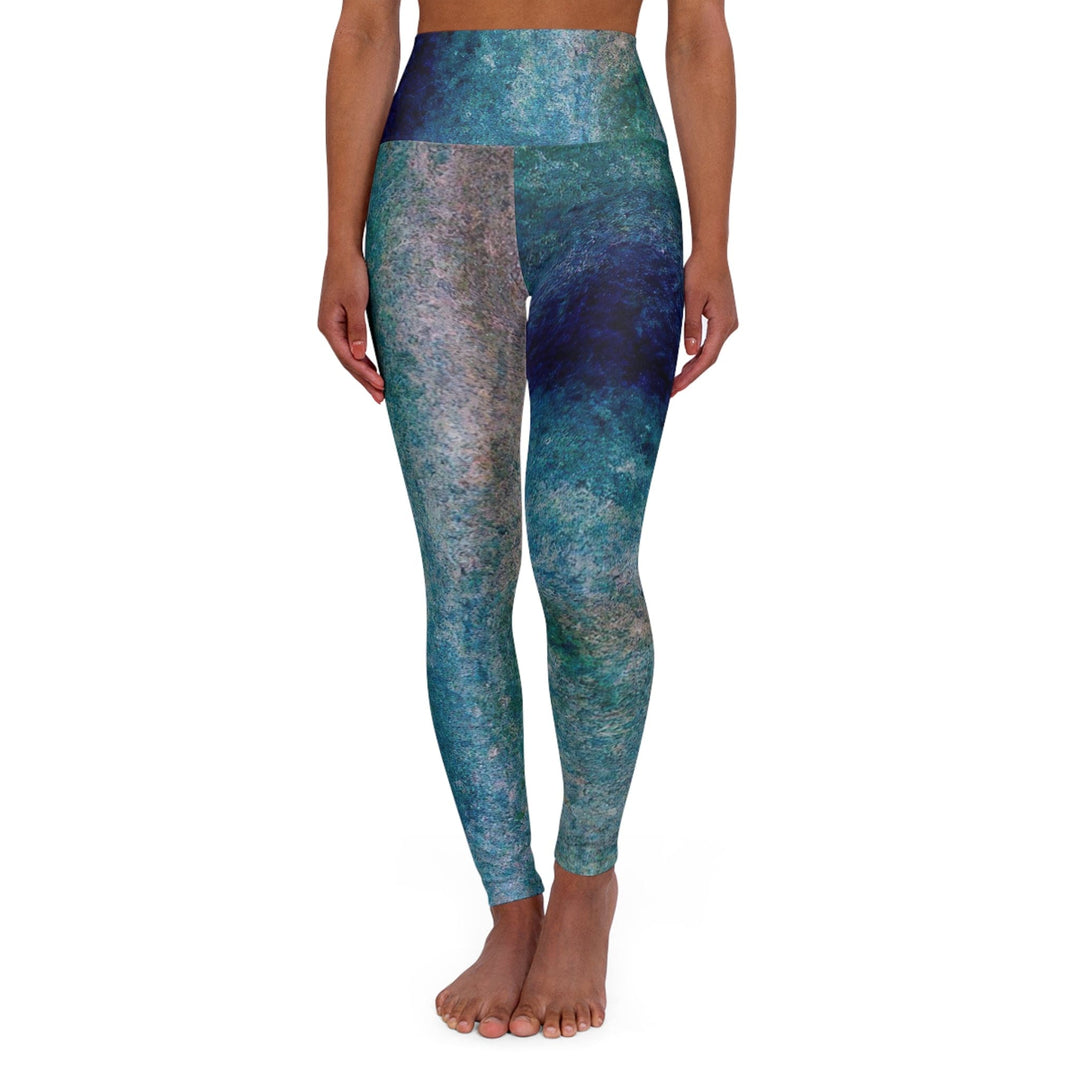 Womens High-waist Fitness Legging Yoga Pants Blue Hue Watercolor Abstract Print