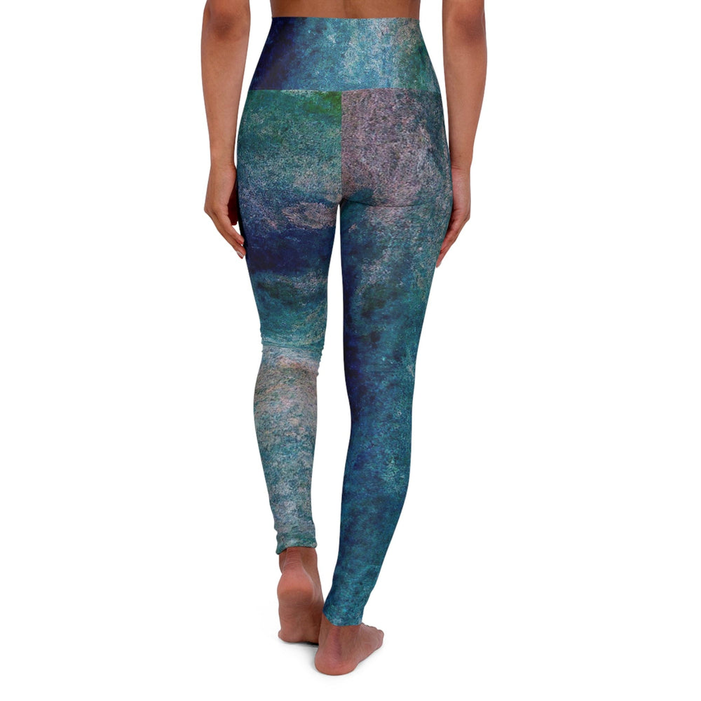 Womens High-waist Fitness Legging Yoga Pants Blue Hue Watercolor Abstract Print